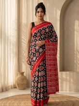 Bold Black Mul Cotton Saree