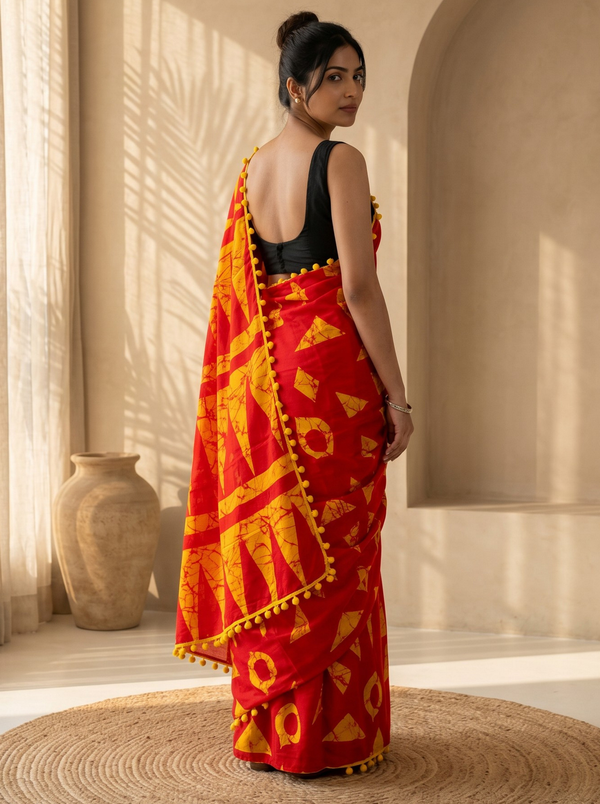 Yellow Sapphire Mul Cotton Saree