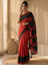 Red Rose Mul Cotton Saree